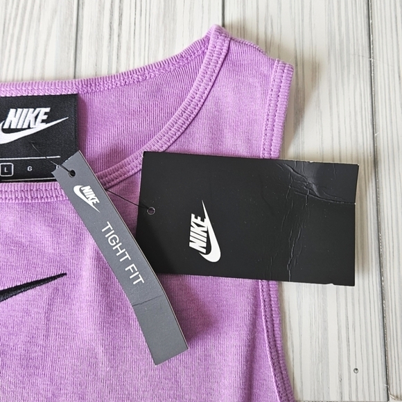 Nike Essential High Neck Tank Top in Violet Shock and Black Size Large NWT - Picture 8 of 11